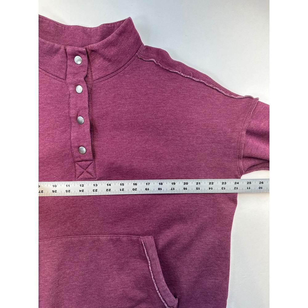 Maurices Womens Pullover Sweatshirt Top L Button Up Funnel Neck Kangaroo Pocket - Picture 4 of 8